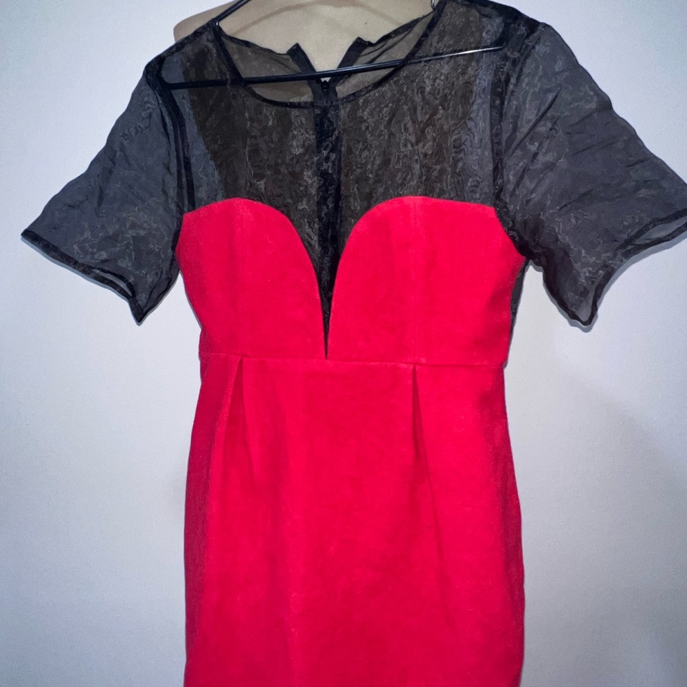 Nasty Gal Sheer Black and Red Dress